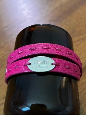 fendi selleria pink leather wrap bracelet
